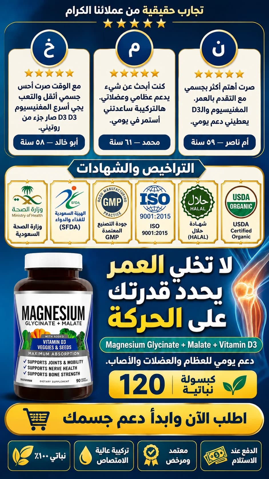 مغنيسيوم جليسينات + مالات مع فيتامين D3 — 5